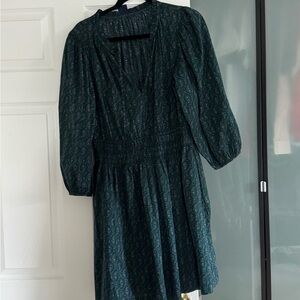 GAP Dark Green Paisley Long Sleeve Dress